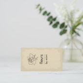 Cream Ecru Carte de visite avec Rose (Debout devant)