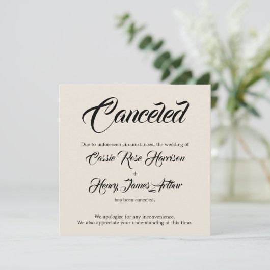 Cream Elaborate Annulé Mariage Faire-part (Debout devant)