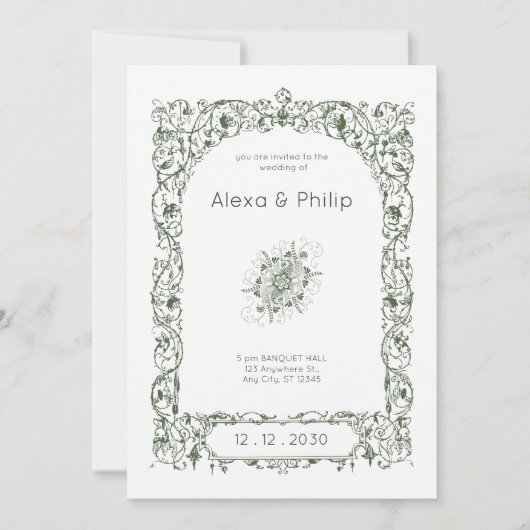 Cream Elegant  Indiase bruiloft Kaart (Voorkant)