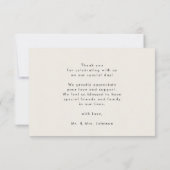 Cream Elegant Script Modern Photo Simple Wedding Bedankkaart (Achterkant)