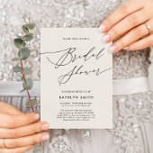 Cream Elegant Script Modern Simple Vrijgezellenfee Uitnodiging Briefkaart