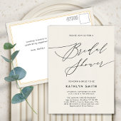 Cream Elegant Script Modern Simple Vrijgezellenfee Uitnodiging Briefkaart