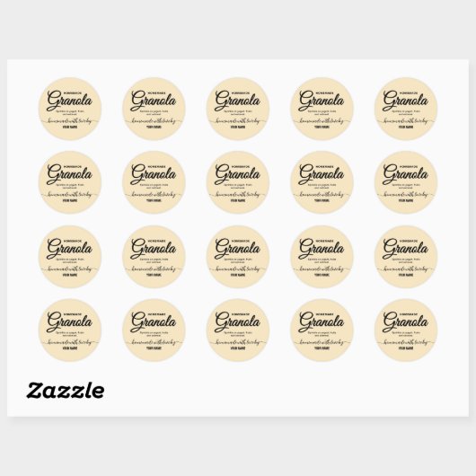 Cream Elegant Script zelfgemaakte granola label (Vel)