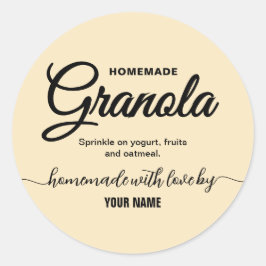 Cream Elegant Script zelfgemaakte granola label
