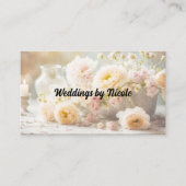 Cream en Blush Rozen Wedding Planner Visitekaartje (Voorkant)