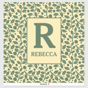 Cream en Green Leaf Pattern Luggage Sticker