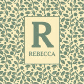 Cream en Green Leaf Pattern Luggage Sticker (Voorkant)