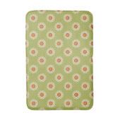 Cream en Oranje Daisies op Avocado Green Pattern Badmat (Voorkant Verticaal)