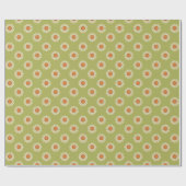 Cream en Oranje Daisies op Avocado Green Pattern Cadeaupapier (Vlak)