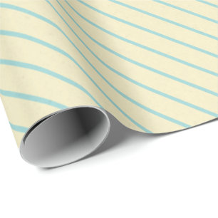  Cream en Sky Blue Diagonal Striped Wrap Cadeaupapier