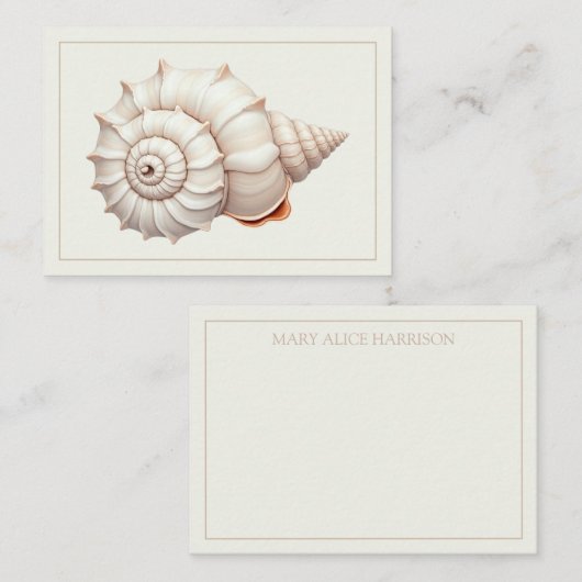 Cream en Tan Coastal Seashell gepersonaliseerd Informatiekaartje (Voorkant / Achterkant)