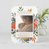 Cream Fall Floral 2 Faire-part de naissance photo (Debout devant)