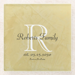 Cream Faux Leather Monogram Jubileum Glazen Onderzetter