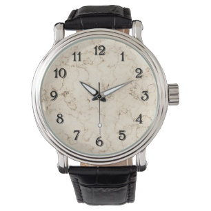Cream Faux Marble Horloge