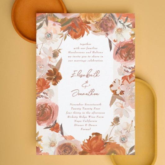 Cream Floral Bouquet Witte bruiloft Kaart
