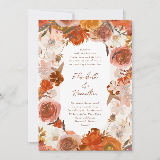 Cream Floral Bouquet Witte bruiloft Kaart (Voorkant)