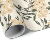 Cream Floral Cadeaupapier (Rol Hoek)
