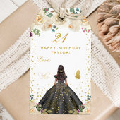 Cream Floral Dark Skin Girl Happy Birthday Cadeaulabel