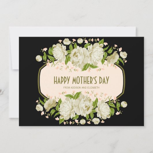 Cream Floral Happy Moederdag Kaart (Voorkant)