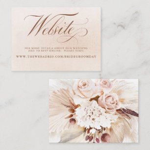 Cream Floral Pampas Grass Sage Wedding Website Informatiekaartje