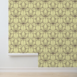 Cream Floral Pattern Behang