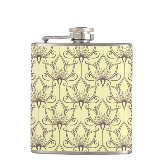 Cream Floral Pattern Heupfles (Voorkant)
