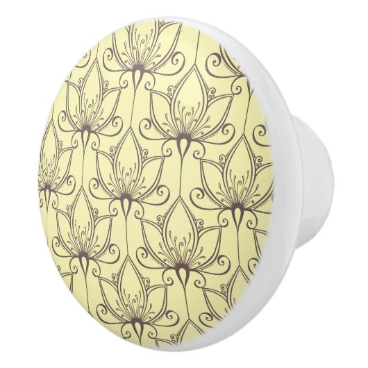 Cream Floral Pattern Keramische Knop (Rechts)
