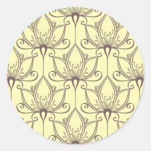 Cream Floral Pattern Ronde Sticker