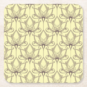 Cream Floral Pattern Vierkante Kartonnen Onderzetter