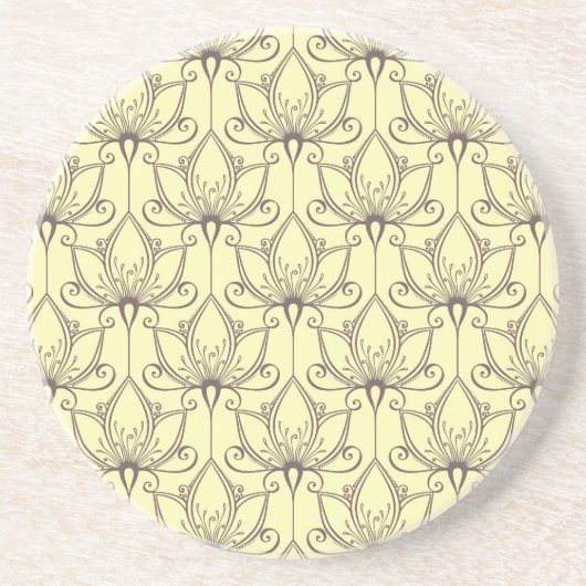 Cream Floral Pattern Zandsteen Onderzetter (Voorkant)
