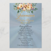 Cream Floral Quinceanera Program - Pastel Blue Programma (Voorkant)