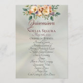 Cream Floral Quinceanera Program - Pastel Sage Programma (Voorkant)