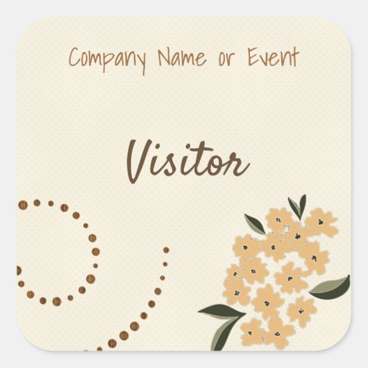 Cream Floral Vierkante Sticker (Voorkant)