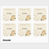 Cream Floral Vierkante Sticker (Vel)