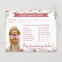 Cream Floral Waterverf Dog Grooming Report Kaart