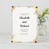 Cream Florals Wedding Aankondiging (Staand voorkant)