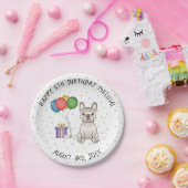 Cream French Bulldog Cute Cartoon Dog Birthday Papieren Bordje (Feest)