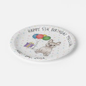 Cream French Bulldog Cute Cartoon Dog Birthday Papieren Bordje (Gekanteld)
