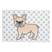 Cream French Bulldog Cute Cartoon Dog Kussensloop (Achterkant)