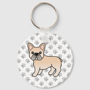 Cream French Bulldog Cute Cartoon Dog Sleutelhanger