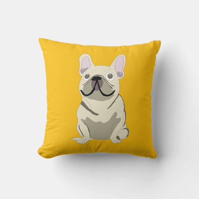 Cream French Bulldog Kussen (Voorkant)