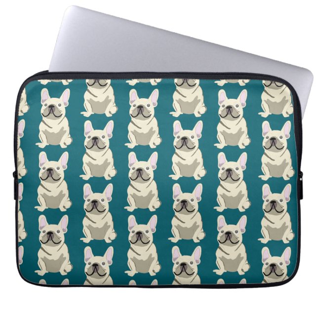 Cream French Bulldog Laptop Sleeve (Voorkant)