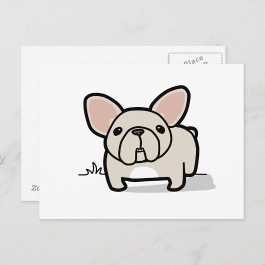 Cream Frenchie Briefkaart (Voorkant / Achterkant)