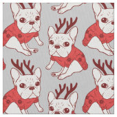Cream Frenchie in kerstkeuken Stof (Close Up)
