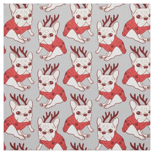 Cream Frenchie in kerstkeuken Stof (Swatch)