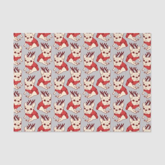 Cream Frenchie in kerstkeuken Tissuepapier (Voorkant)