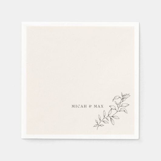 Cream gepersonaliseerde bruiloft repetitie diner servet (Voorkant)