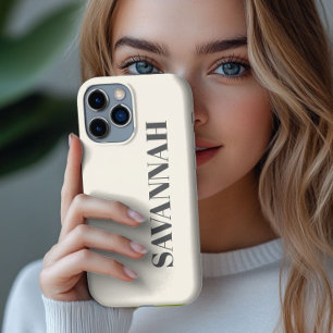 Cream gepersonaliseerde naam eenvoudig iPhone 13 pro max hoesje