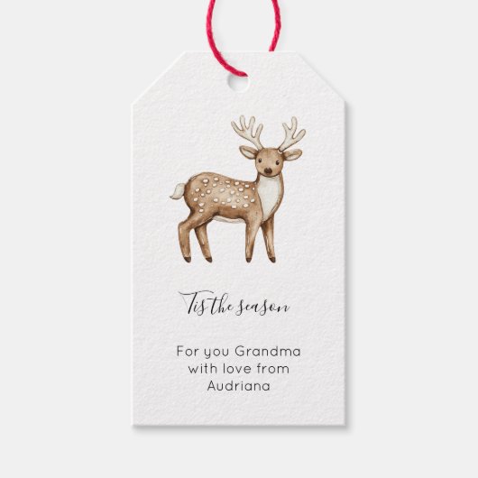 Cream Gingerbread Christmas Deer Cadeaulabel (Voorkant)