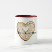 Cream Gingerbread Christmas Heart Mok (Midden)